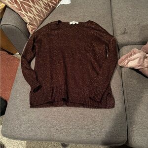 Loft long sleeve knit top with gold shimmer detail throughout
